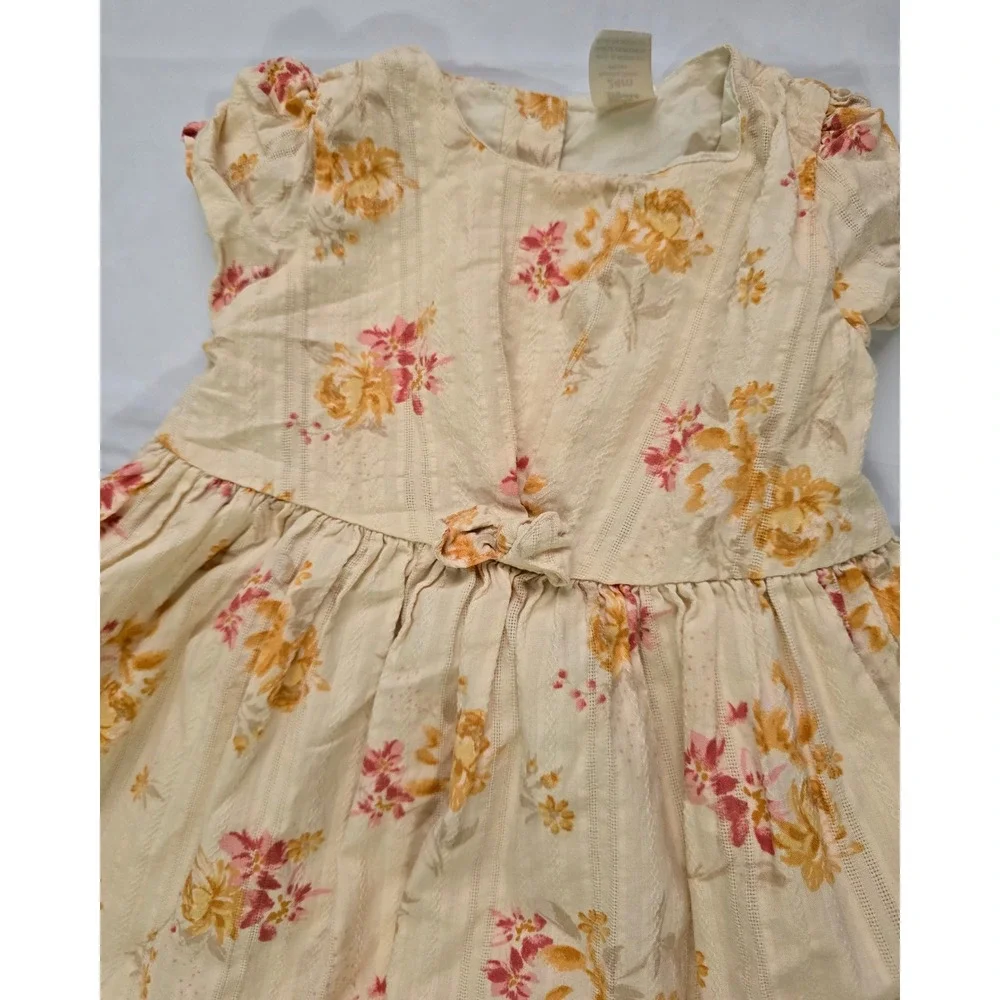 Baby B'gosh 24M Floral Dobby Stripe Cotton Dress Cream Yellow Pink